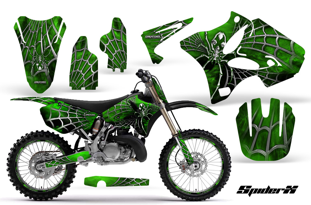 Yamaha YZ125-YZ250 02-12 Graphics Kit SpiderX Green BB NP Rims